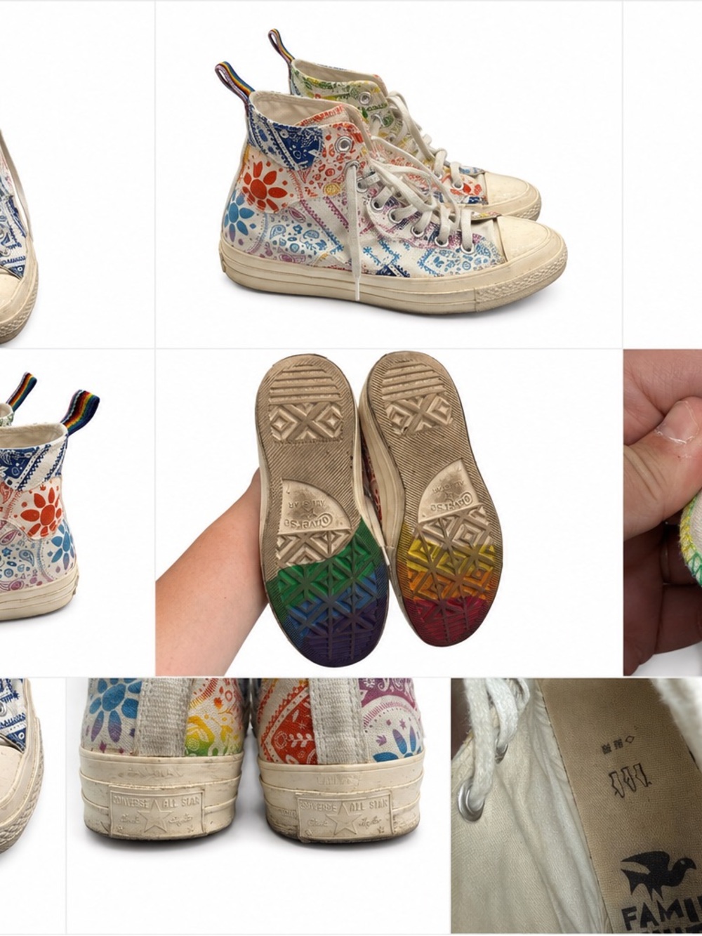 Converse x Miley Cyrus Pride Rainbow Bandana High Top Sneakers Women’s 9 - Picture 3 of 3